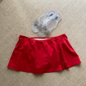 Lands' End Bright Red Skirt Style Swim Suit Bottom 12